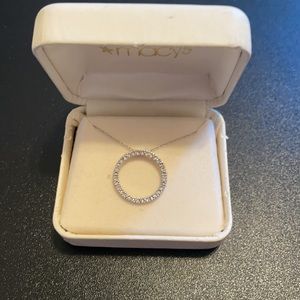 Diamond round silver necklace